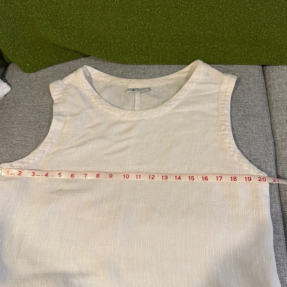 CUT LOOSE Sleeveless Flax Blend Lagenlook‎ Shift Dress, Cream | Sz L - Picture 7 of 8